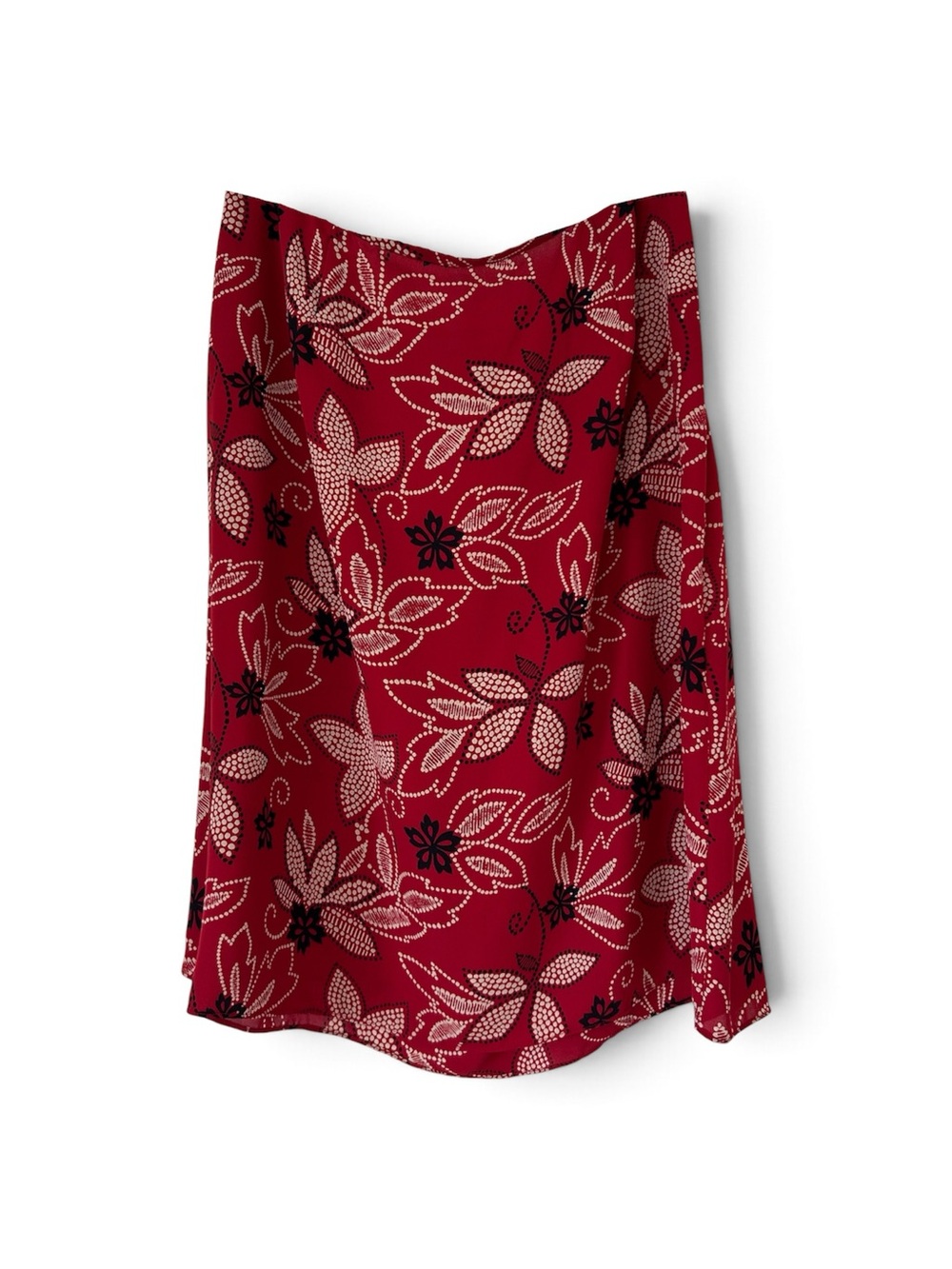 Y2K Vampy Leslie Fay Red Floral Midi Skirt Whimsygoth